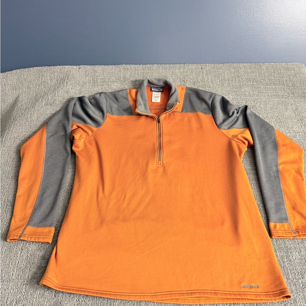 Patagonia Orange Fleece Pullover with Silver Logo